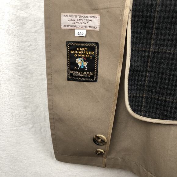 HART SHAFFNER & MARX Overcoat w Wool Zip Out Liner Sz‎ 48R Khaki Rain Repellent - Picture 7 of 15